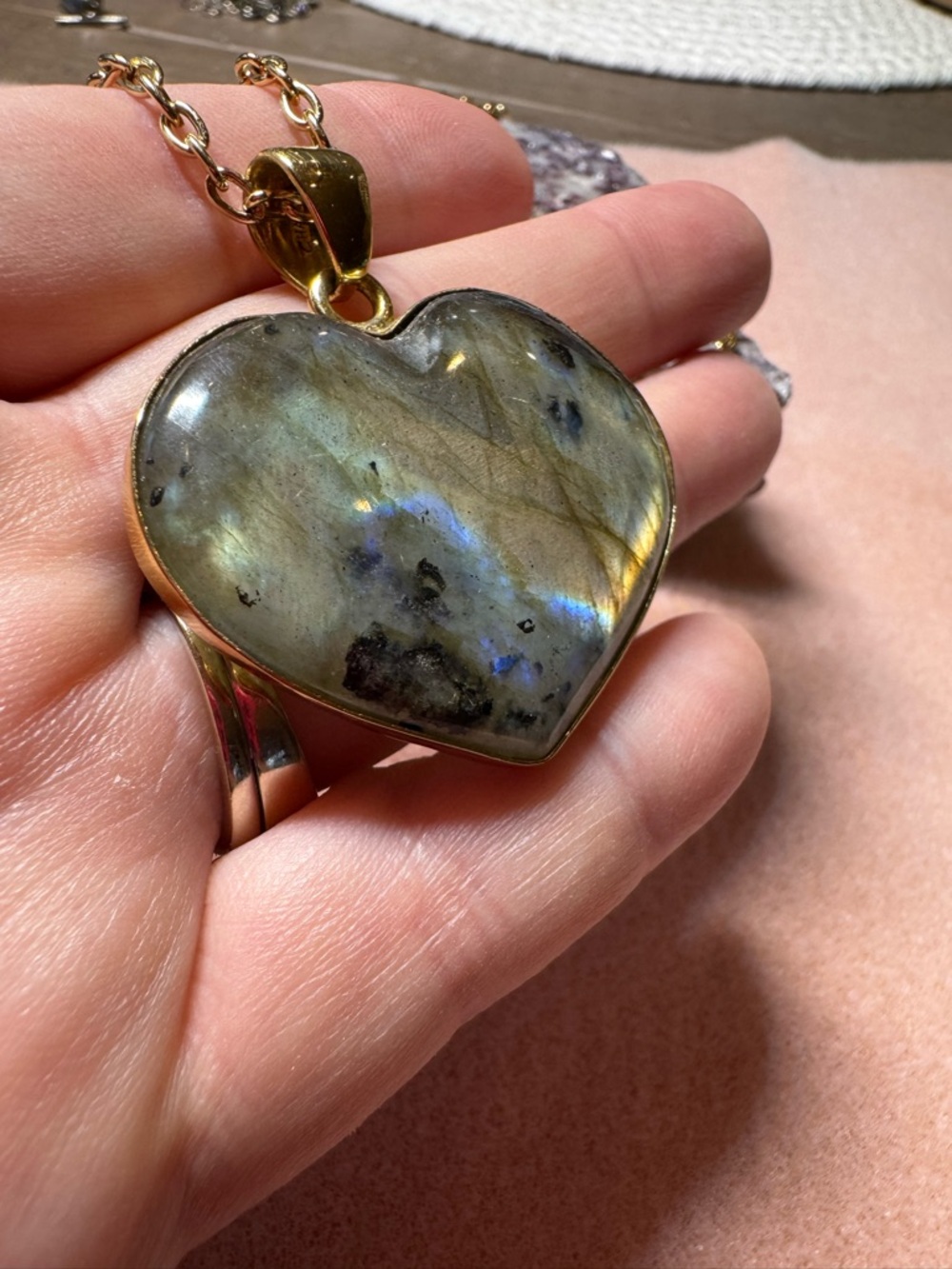 Charles Albert Alchemia Gold Labradorite Heart Pendant Necklace